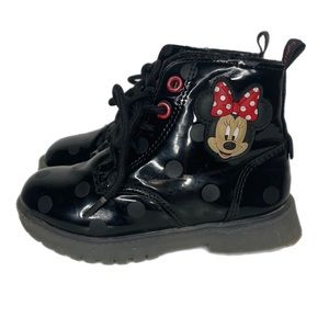 Minnie Mouse Black Polka Dots Light Up Rubber Rain Boots Toddler Size 9